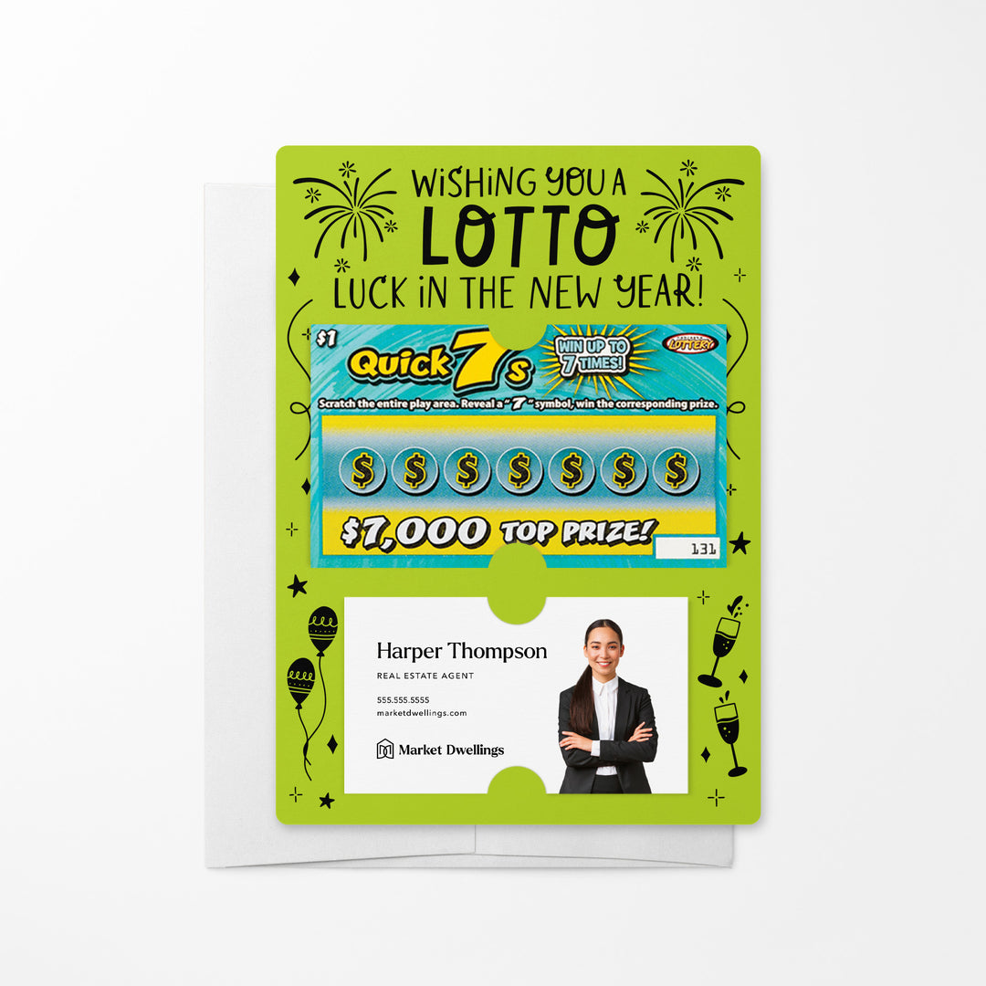 Set of Wishing You a LOTTO Luck in the New Year Lotto Mailers | Envelopes Included Mailer Market Dwellings GREEN APPLE