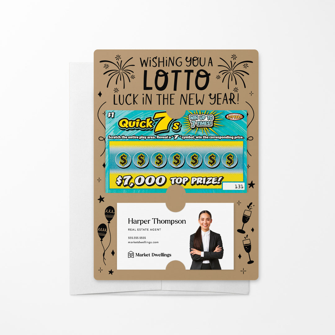 Set of Wishing You a LOTTO Luck in the New Year Lotto Mailers | Envelopes Included Mailer Market Dwellings KRAFT