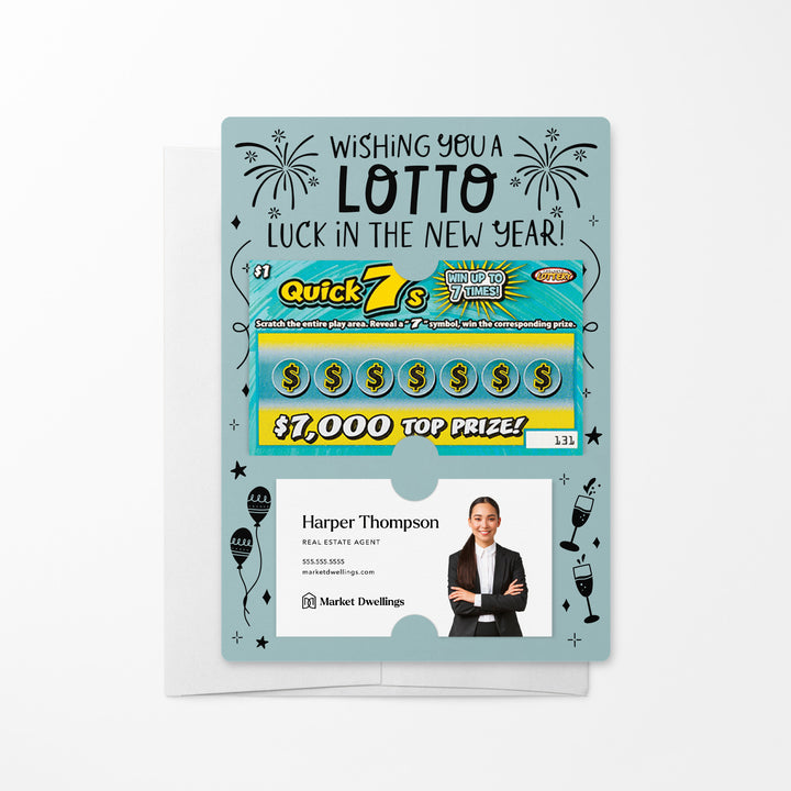 Set of Wishing You a LOTTO Luck in the New Year Lotto Mailers | Envelopes Included Mailer Market Dwellings LIGHT BLUE