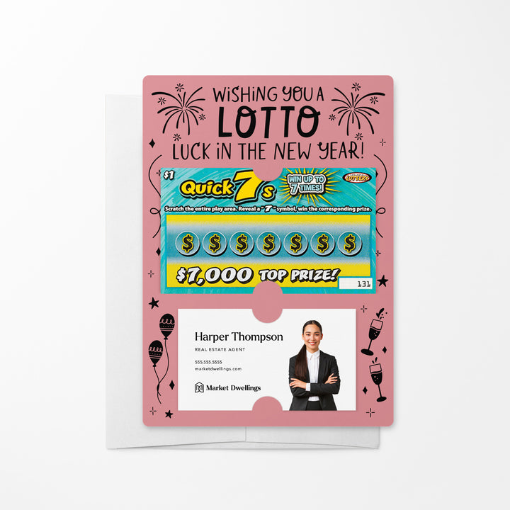 Set of Wishing You a LOTTO Luck in the New Year Lotto Mailers | Envelopes Included Mailer Market Dwellings LIGHT PINK