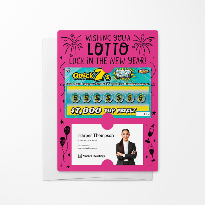 Set of Wishing You a LOTTO Luck in the New Year Lotto Mailers | Envelopes Included Mailer Market Dwellings RAZZLE BERRY