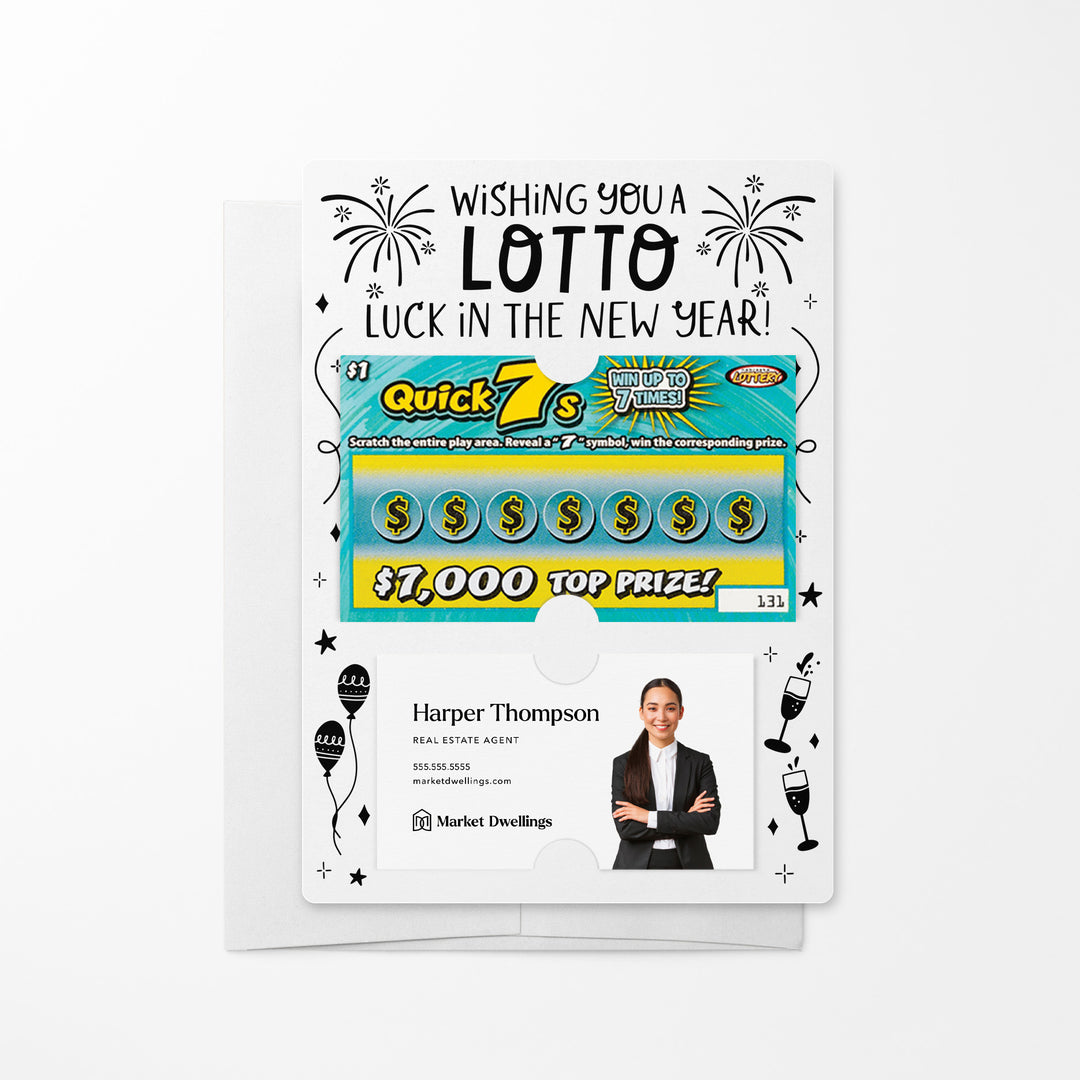 Set of Wishing You a LOTTO Luck in the New Year Lotto Mailers | Envelopes Included Mailer Market Dwellings WHITE