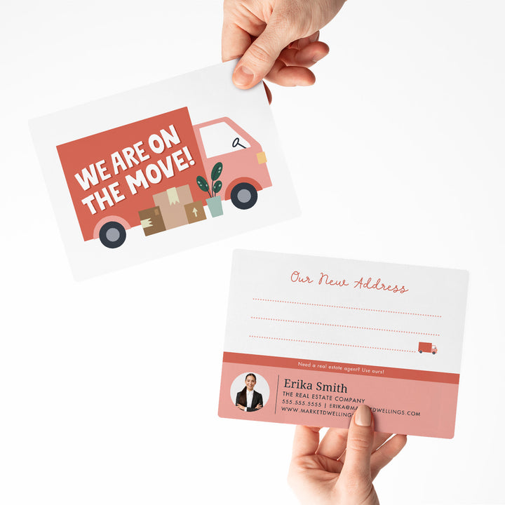 Customizable | Set of We Are On The Move! Moving Announcements For Your Clients | Envelopes Included | M18-M006-AB Mailer Market Dwellings