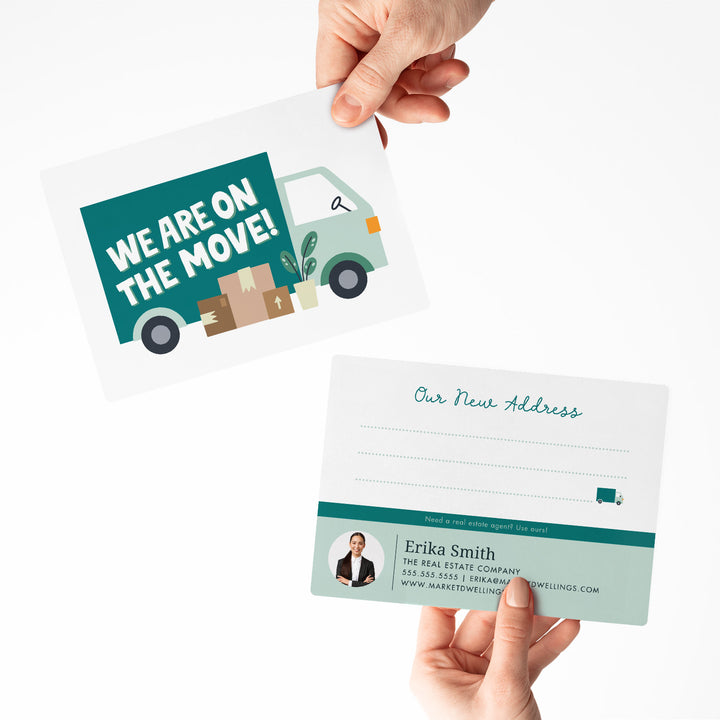 Customizable | Set of We Are On The Move! Moving Announcements For Your Clients | Envelopes Included | M18-M006-AB Mailer Market Dwellings