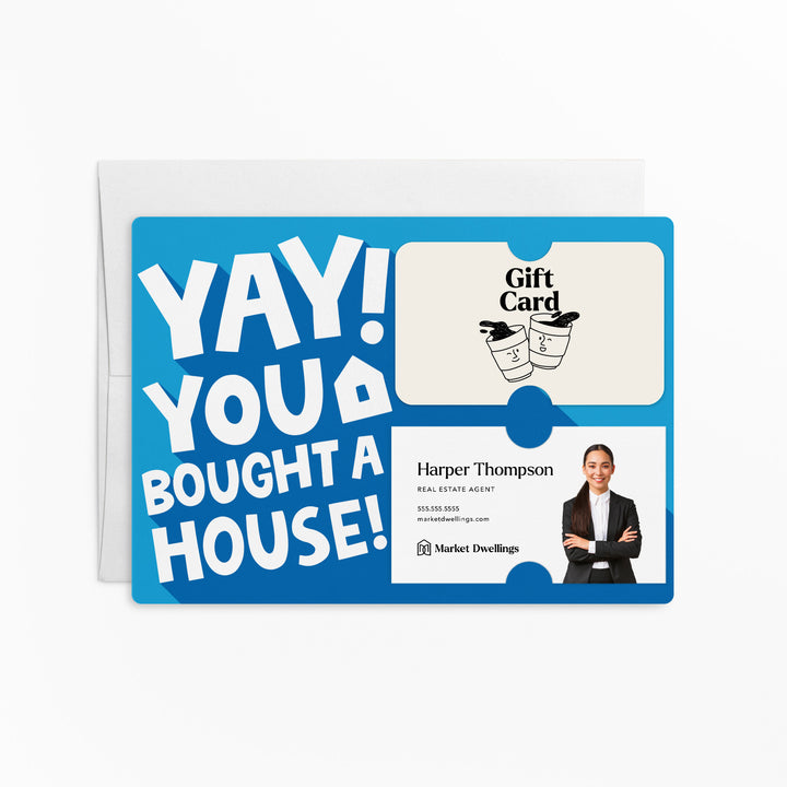 Set of Yay! You bought a House! | Mailers | Envelopes Included | M186-M008-AB Mailer Market Dwellings BRIGHT BLUE