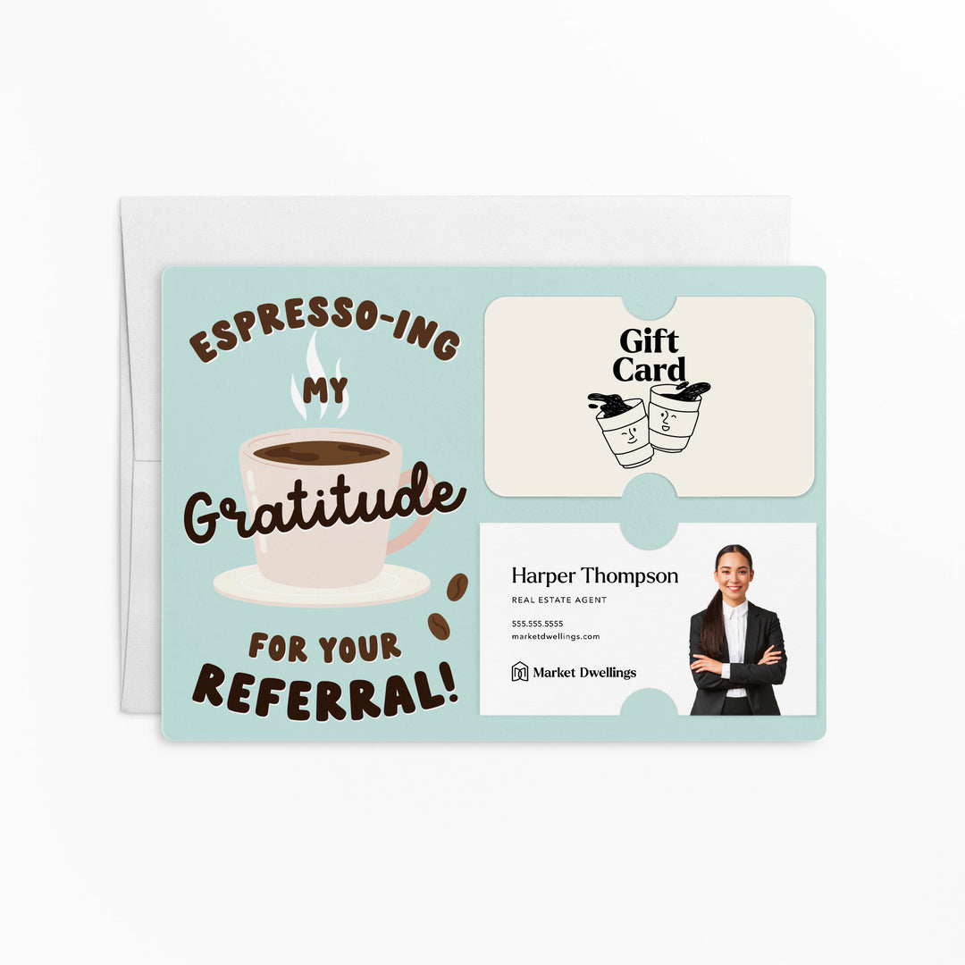 Set of Espresso-ing My Gratitude for Your Referral! | Mailers | Envelopes Included | M187-M008 Mailer Market Dwellings