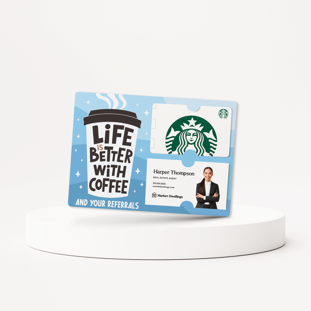 Set of Life Is Better With Coffee And Your Referrals | Mailers | Envelopes Included | M188-M008-AB Mailer Market Dwellings COOL BLUE  