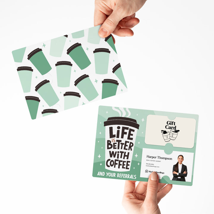 Set of Life Is Better With Coffee And Your Referrals | Mailers | Envelopes Included | M188-M008-AB Mailer Market Dwellings