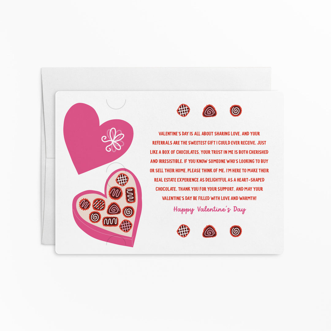 Set of Your Referrals Are Sweeter Than A Box Of Chocolates | Valentine's Day Mailers | Envelopes Included | M191-M008 Mailer Market Dwellings