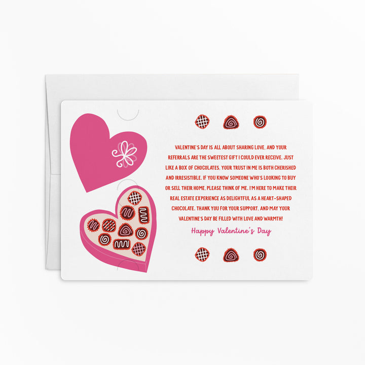 Set of Your Referrals Are Sweeter Than A Box Of Chocolates | Valentine's Day Mailers | Envelopes Included | M191-M008 Mailer Market Dwellings