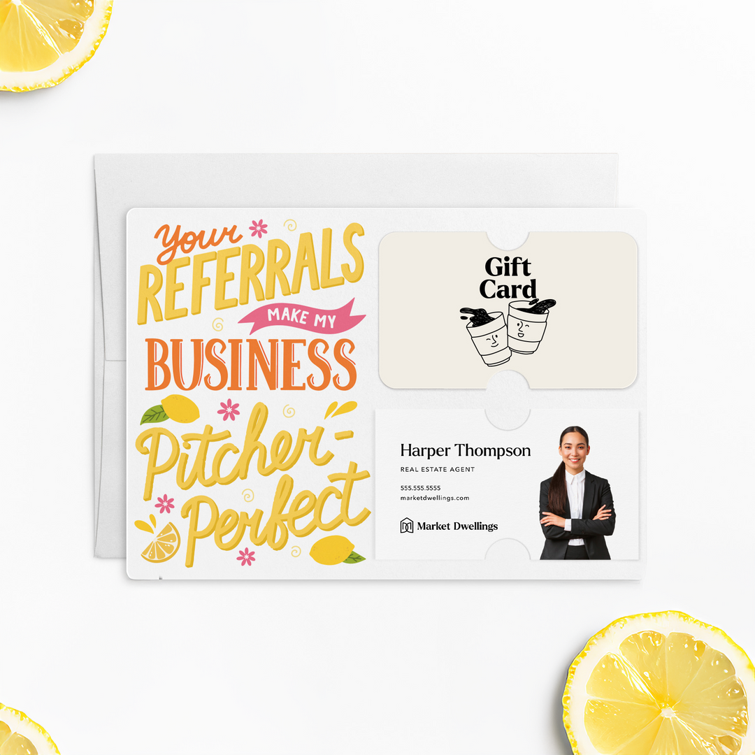 Set of Your Referrals Make My Business Pitcher-Perfect! | Summer Mailers | Envelopes Included | M198-M008 Mailer Market Dwellings