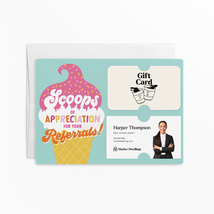 Set of Scoops Of Appreciation For Your Referrals! | Summer Mailers | Envelopes Included | M199-M008 Mailer Market Dwellings