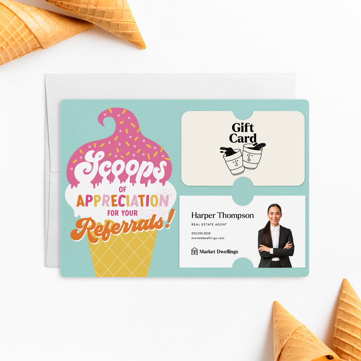 Set of Scoops Of Appreciation For Your Referrals! | Summer Mailers | Envelopes Included | M199-M008 Mailer Market Dwellings