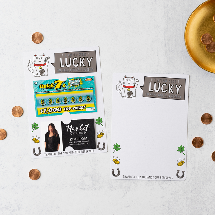 Set of I'm So Very Lucky to Have You As a Client Scratch Off Lotto Mailers | Envelopes Included | M2-M002 Mailer Market Dwellings   