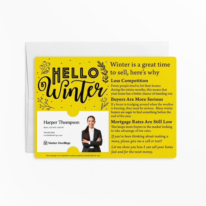 Set of "Hello Winter" Seasonal Mailer | Envelopes Included | M2-M004 Mailer Market Dwellings LEMON