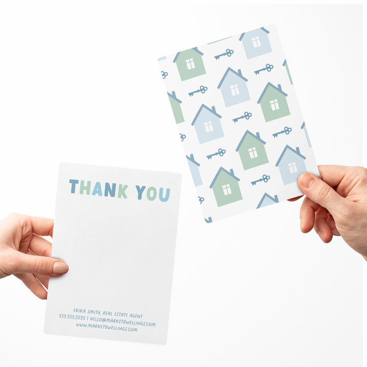 Customizable | Set of Thank You Notecards | Envelopes Included | M2-M006 Notecards Market Dwellings