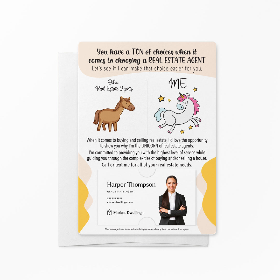 Set of "Other Real Estate Agents and ME" Unicorn Mailer | Envelopes Included | M2-M007 Mailer Market Dwellings