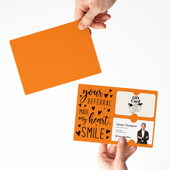 Set of "Your Referral Made My Heart Smile" Gift Card & Business Card Holder Mailer | Envelopes Included | M2-M008 Mailer Market Dwellings