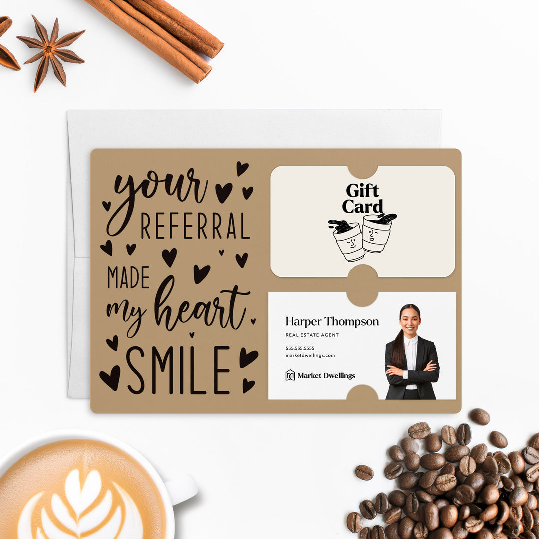 Set of "Your Referral Made My Heart Smile" Gift Card & Business Card Holder Mailer | Envelopes Included | M2-M008 Mailer Market Dwellings