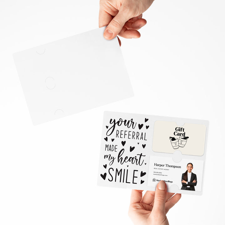 Set of "Your Referral Made My Heart Smile" Gift Card & Business Card Holder Mailer | Envelopes Included | M2-M008