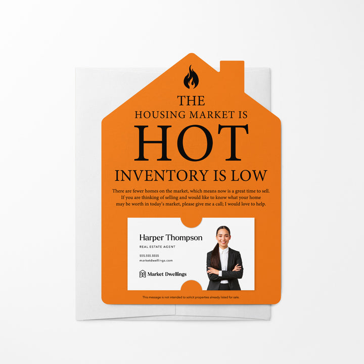 Set of The Housing Market is Hot Inventory is Low Real Estate Mailers | Envelopes Included | M20-M001 Mailer Market Dwellings CARROT