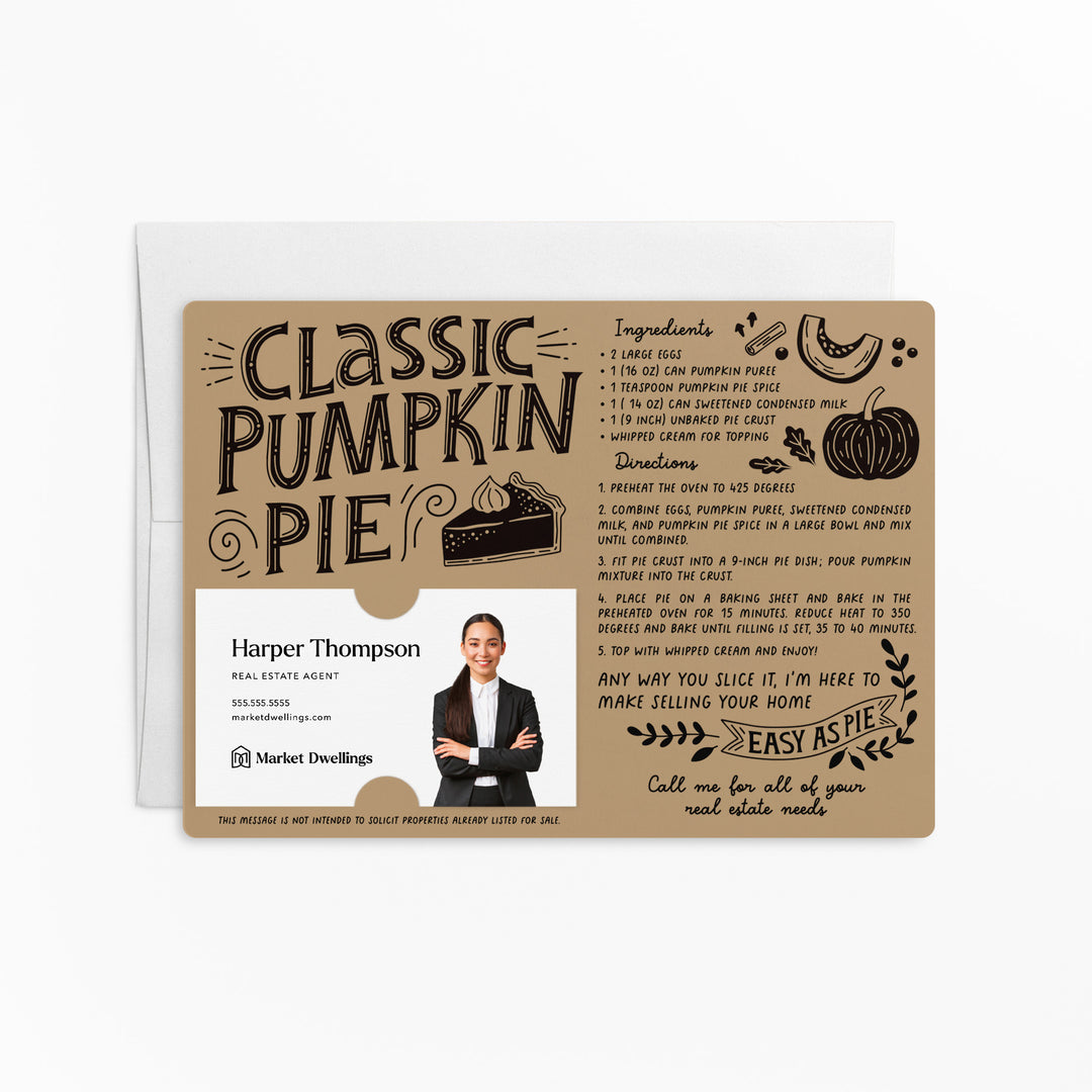 Set of Classic Pumpkin Pie Recipe Mailers | Real Estate | Envelopes Included | M20-M004 Mailer Market Dwellings KRAFT