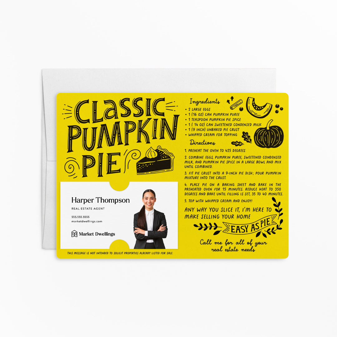 Set of Classic Pumpkin Pie Recipe Mailers | Real Estate | Envelopes Included | M20-M004 Mailer Market Dwellings LEMON