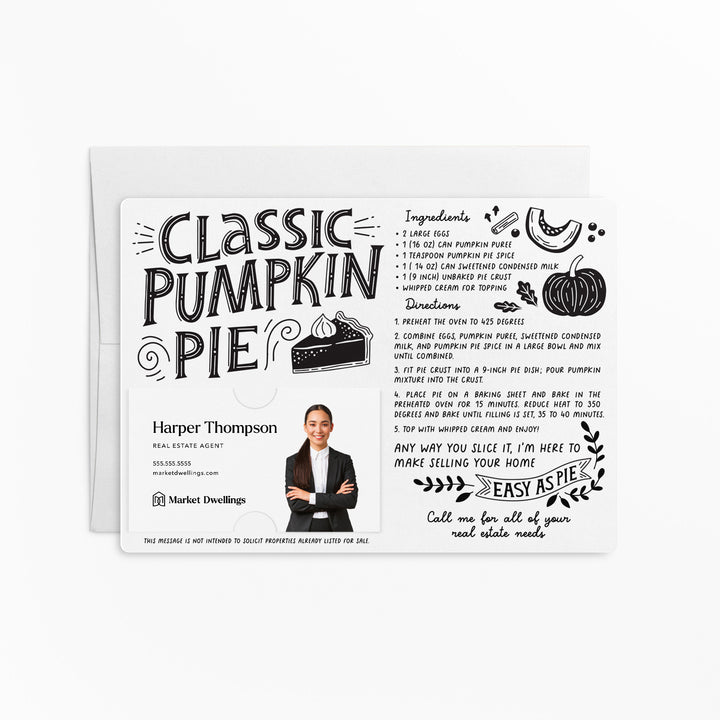 Set of Classic Pumpkin Pie Recipe Mailers | Real Estate | Envelopes Included | M20-M004 Mailer Market Dwellings WHITE