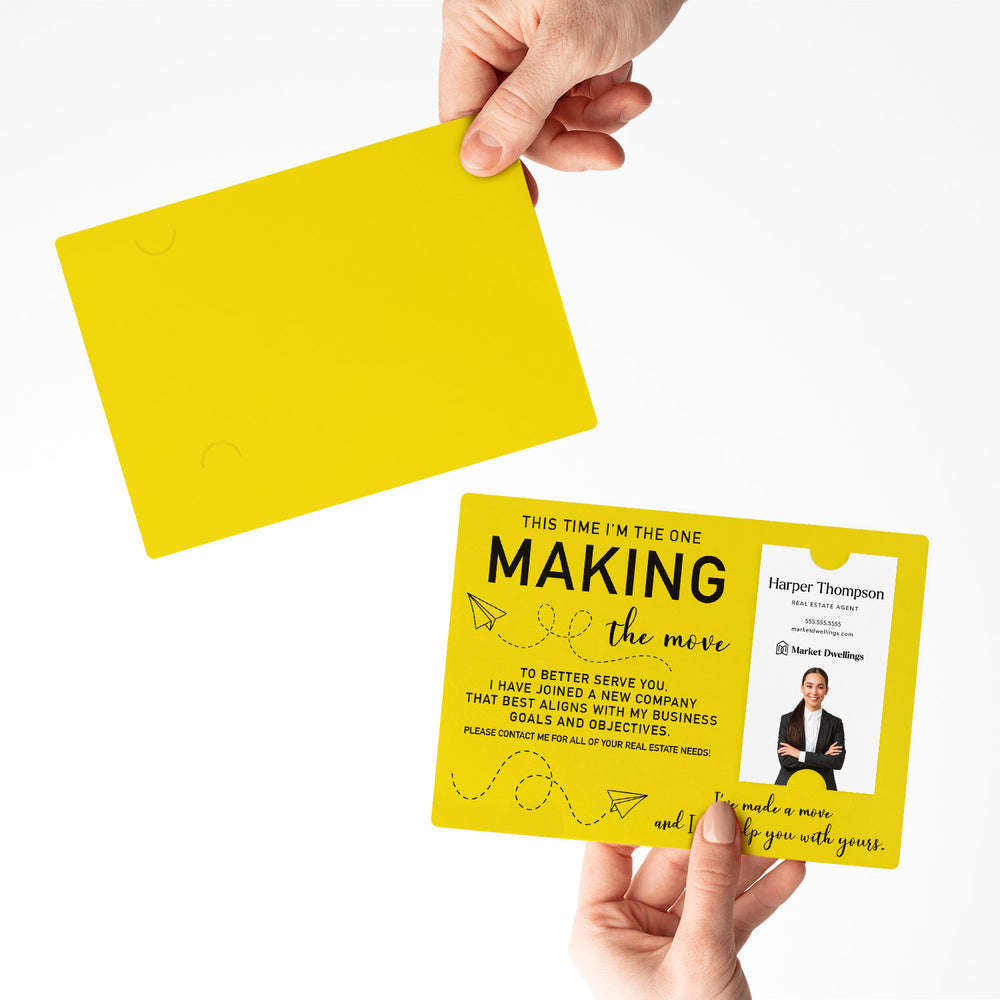 For Vertical Business Cards | Set of "This Time I'm the One Making the Move" Mailer | Envelopes Included | M20-M005 Mailer Market Dwellings