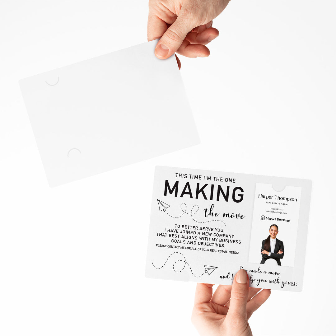 For Vertical Business Cards | Set of "This Time I'm the One Making the Move" Mailer | Envelopes Included | M20-M005 Mailer Market Dwellings