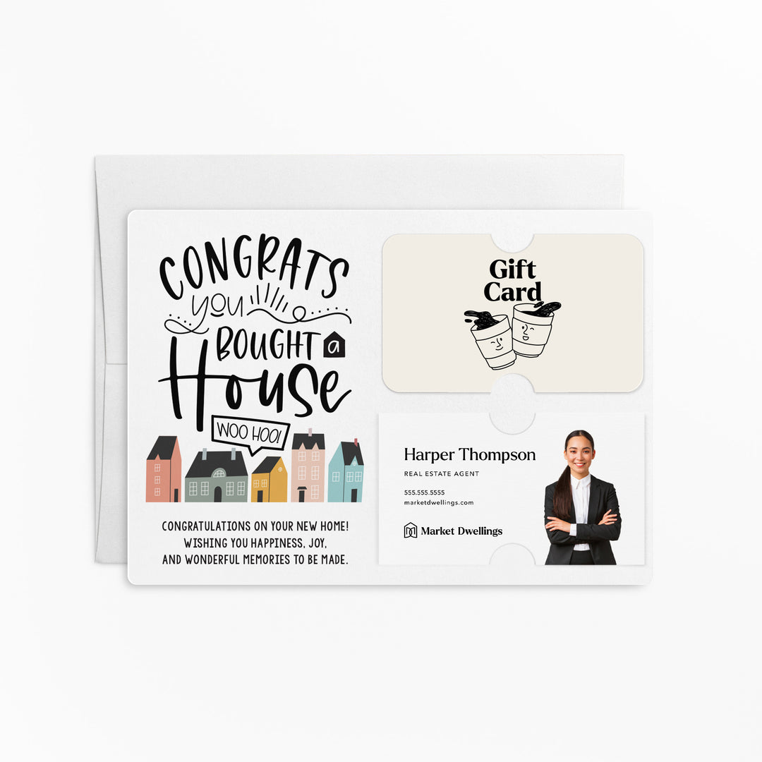 Set of "Congrats You Bought a House" Gift Card & Business Card Holder Mailer | Envelopes Included | M20-M008 Mailer Market Dwellings