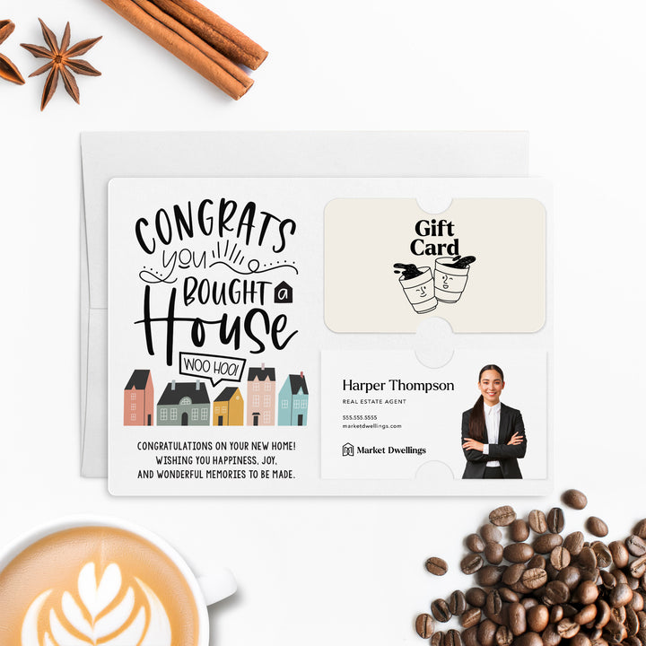 Set of "Congrats You Bought a House" Gift Card & Business Card Holder Mailer | Envelopes Included | M20-M008 Mailer Market Dwellings