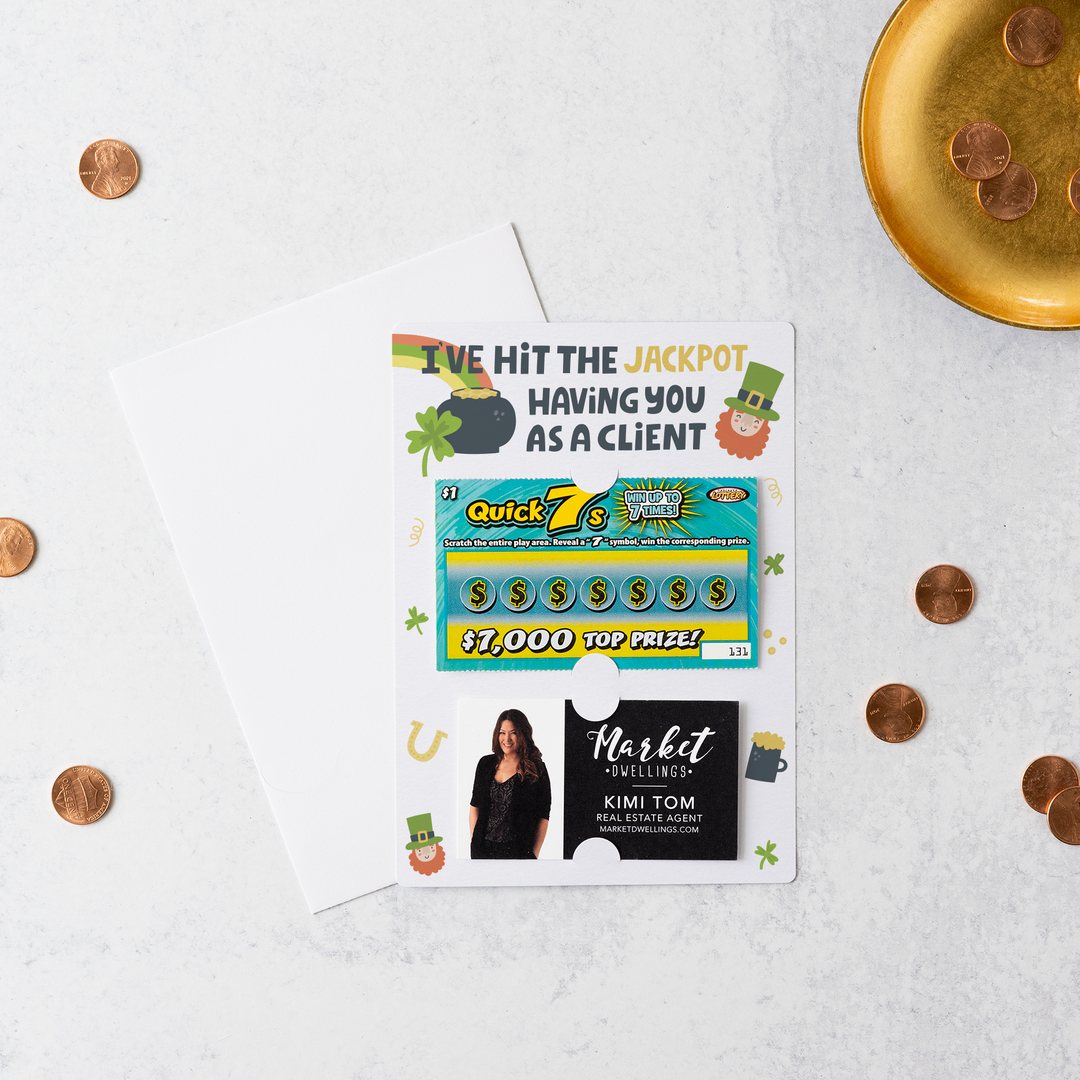 Set of I've Hit the Jackpot Having You as a Client St. Patrick's Day Lotto Mailers | Envelopes Included | M21-M002 Mailer Market Dwellings   