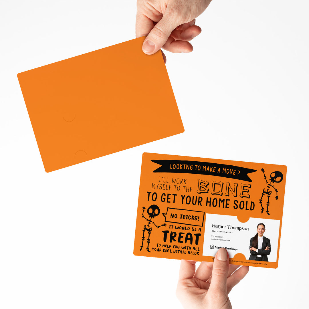 Set of Halloween "I'll Work Myself to the Bone to Get Your Home Sold" Mailer | Envelopes Included | M21-M003 Mailer Market Dwellings