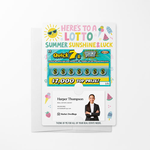 Here's to a LOTTO Summer Sunshine & Luck | Real Estate Lotto Mailers with Envelopes Mailer Market Dwellings