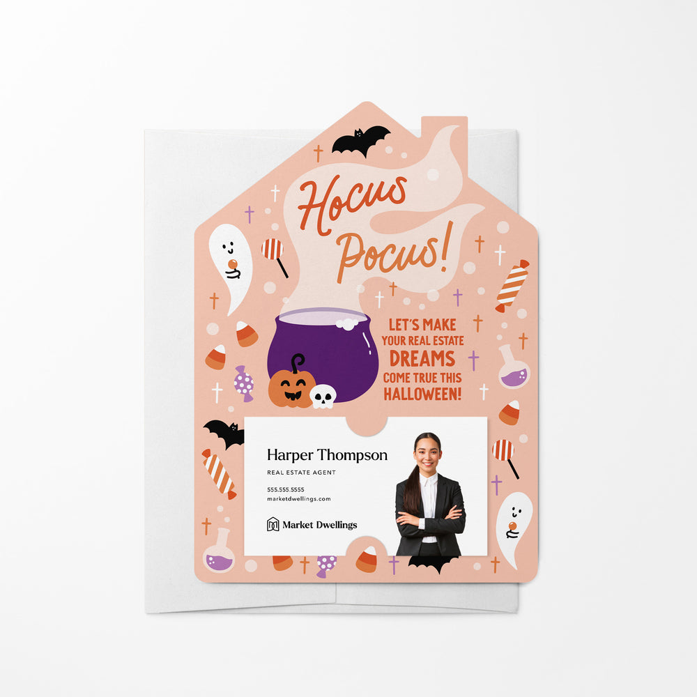 Hocus Pocus! Let's Make Your Real Estate Dreams Come True This Halloween! | Halloween | Real Estate Mailers with Envelopes Mailer Market Dwellings ORANGE 10