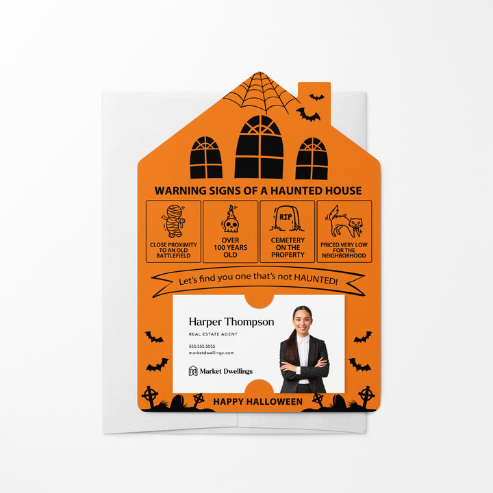 Set of Halloween "Warning Signs of a Haunted House" Mailer | Envelopes Included | M23-M001 Mailer Market Dwellings CARROT