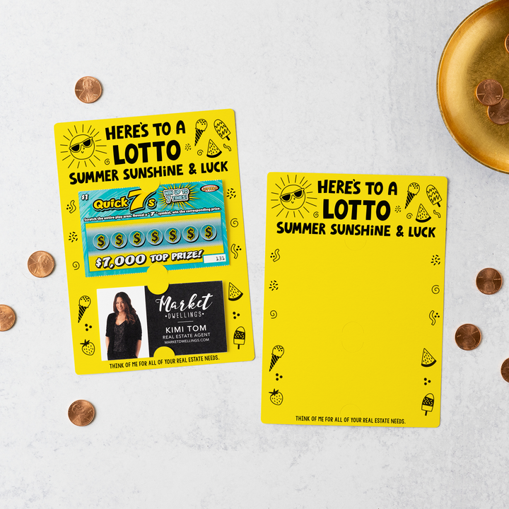 Set of Here's to a LOTTO Summer Sunshine and Luck Real Estate Lotto Mailers | Envelopes Included | M23-M002 Mailer Market Dwellings LEMON  