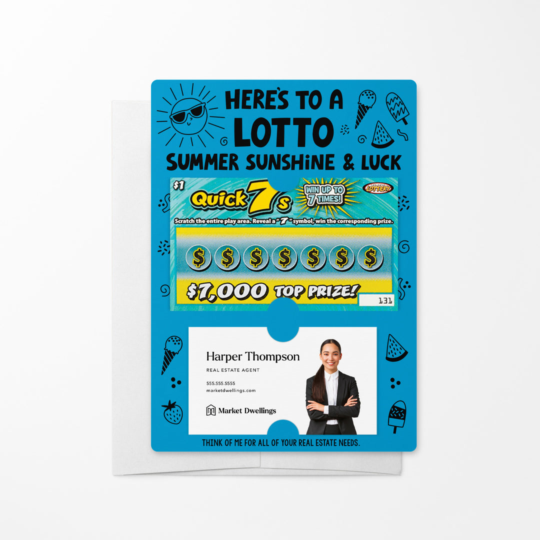 Set of Here's to a LOTTO Summer Sunshine and Luck Real Estate Lotto Mailers | Envelopes Included Mailer Market Dwellings ARCTIC