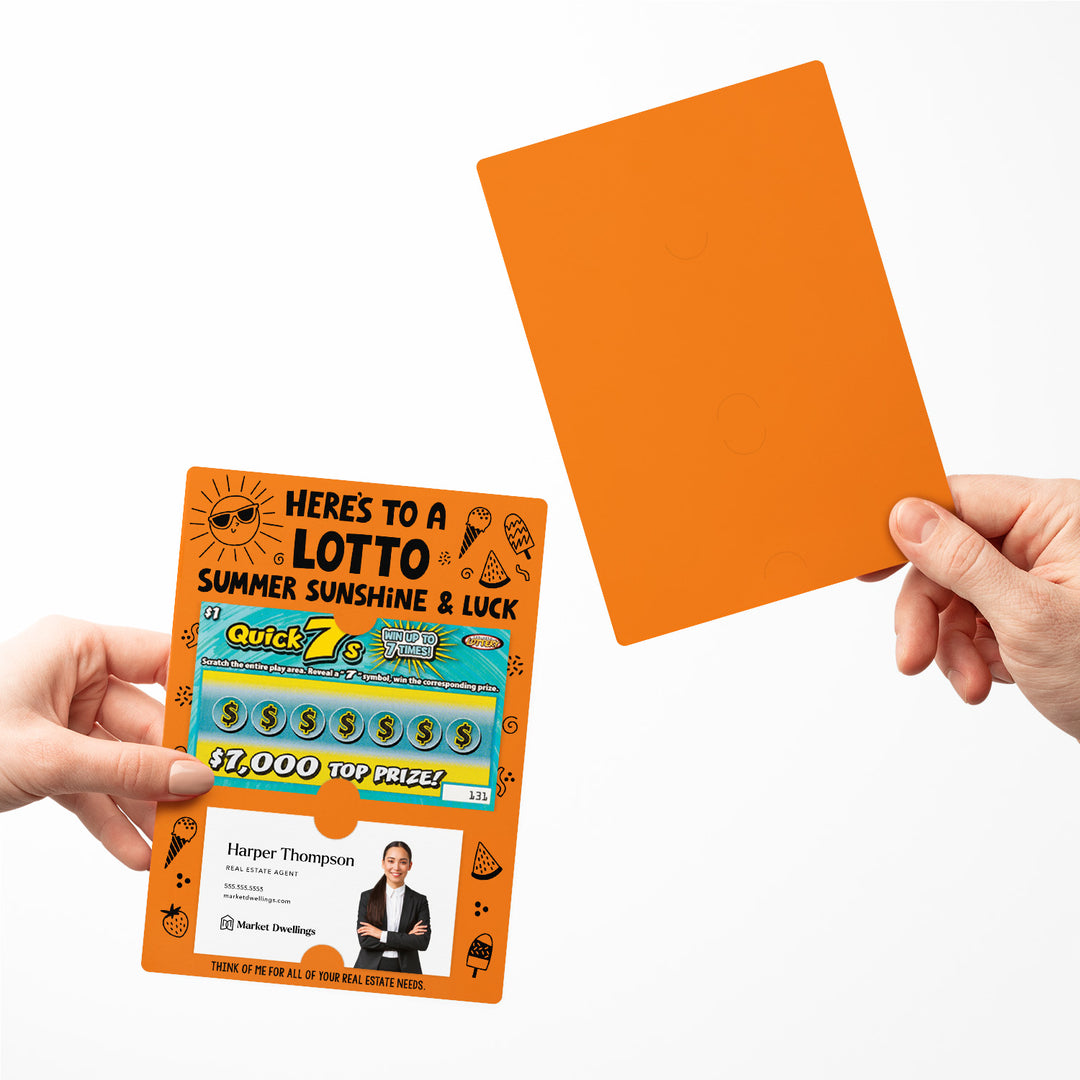 Set of Here's to a LOTTO Summer Sunshine and Luck Real Estate Lotto Mailers | Envelopes Included Mailer Market Dwellings