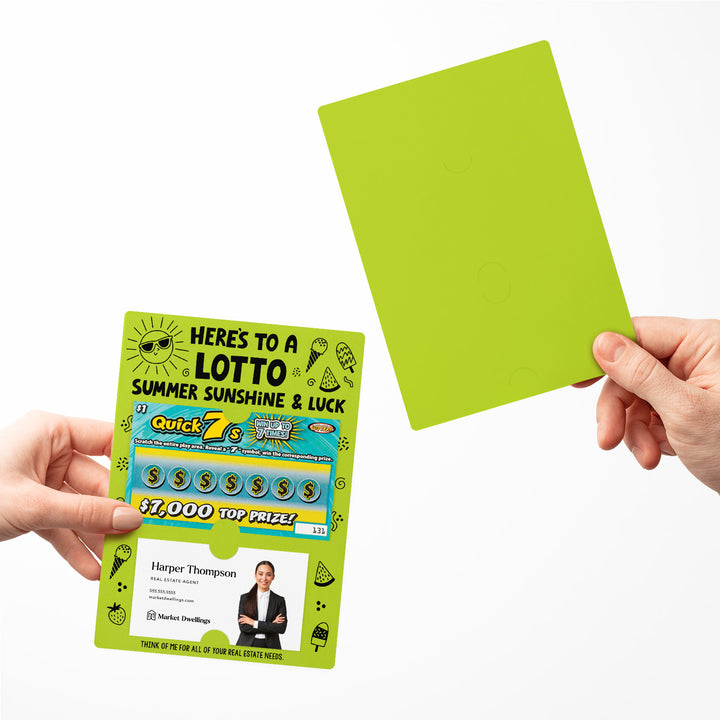 Set of Here's to a LOTTO Summer Sunshine and Luck Real Estate Lotto Mailers | Envelopes Included Mailer Market Dwellings