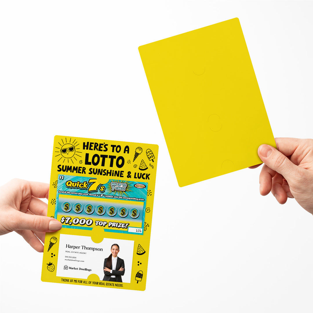 Set of Here's to a LOTTO Summer Sunshine and Luck Real Estate Lotto Mailers | Envelopes Included Mailer Market Dwellings