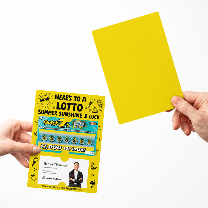 Set of Here's to a LOTTO Summer Sunshine and Luck Real Estate Lotto Mailers | Envelopes Included Mailer Market Dwellings