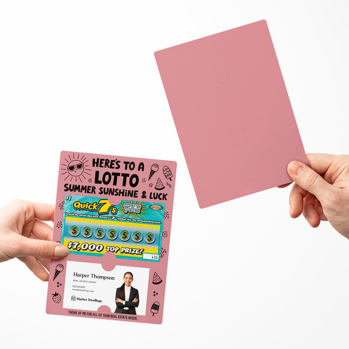 Set of Here's to a LOTTO Summer Sunshine and Luck Real Estate Lotto Mailers | Envelopes Included Mailer Market Dwellings