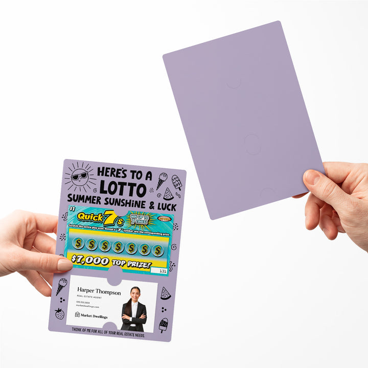 Set of Here's to a LOTTO Summer Sunshine and Luck Real Estate Lotto Mailers | Envelopes Included Mailer Market Dwellings