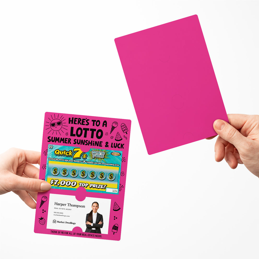 Set of Here's to a LOTTO Summer Sunshine and Luck Real Estate Lotto Mailers | Envelopes Included Mailer Market Dwellings