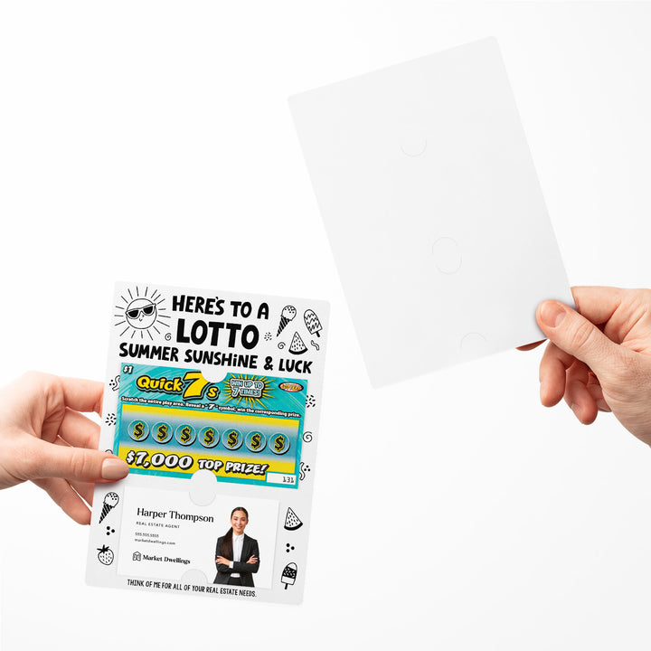 Set of Here's to a LOTTO Summer Sunshine and Luck Real Estate Lotto Mailers | Envelopes Included Mailer Market Dwellings