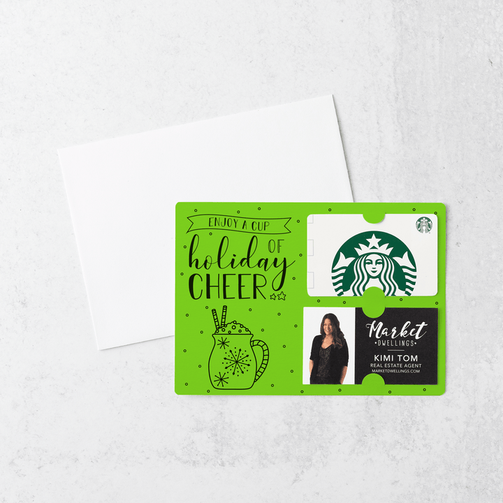Set of Enjoy a Cup of Holiday Cheer Gift Card & Business Card Holder Mailers | Envelopes Included | M23-M008 Mailer Market Dwellings GREEN APPLE  