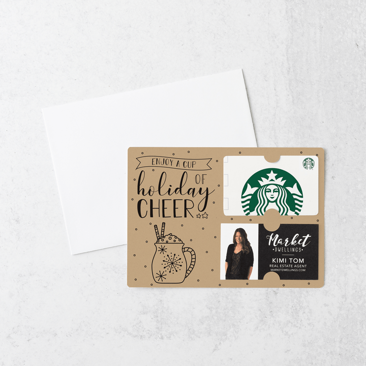 Set of Enjoy a Cup of Holiday Cheer Gift Card & Business Card Holder Mailers | Envelopes Included | M23-M008 Mailer Market Dwellings KRAFT  