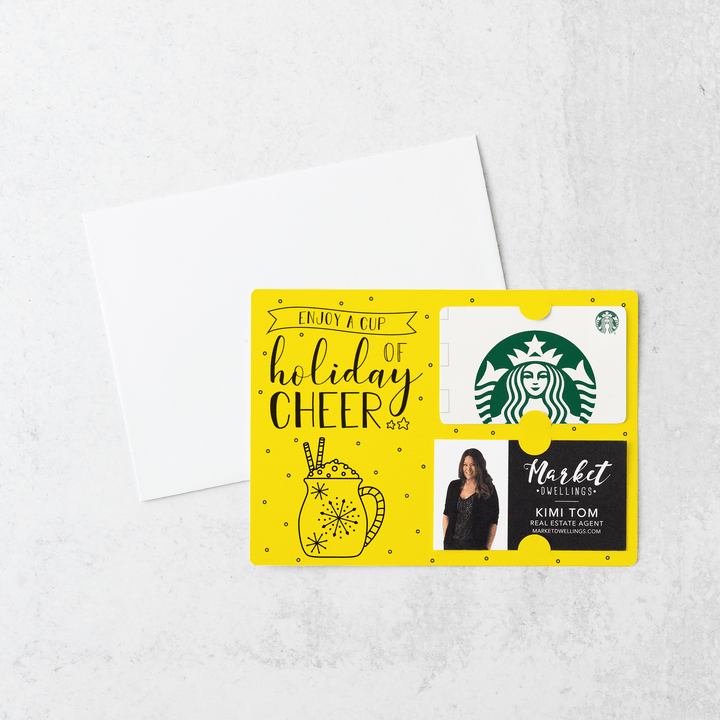 Set of Enjoy a Cup of Holiday Cheer Gift Card & Business Card Holder Mailers | Envelopes Included | M23-M008 Mailer Market Dwellings LEMON  